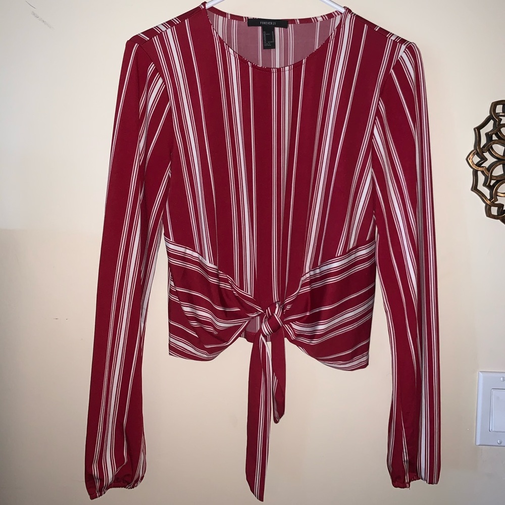 Red and white striped blouse